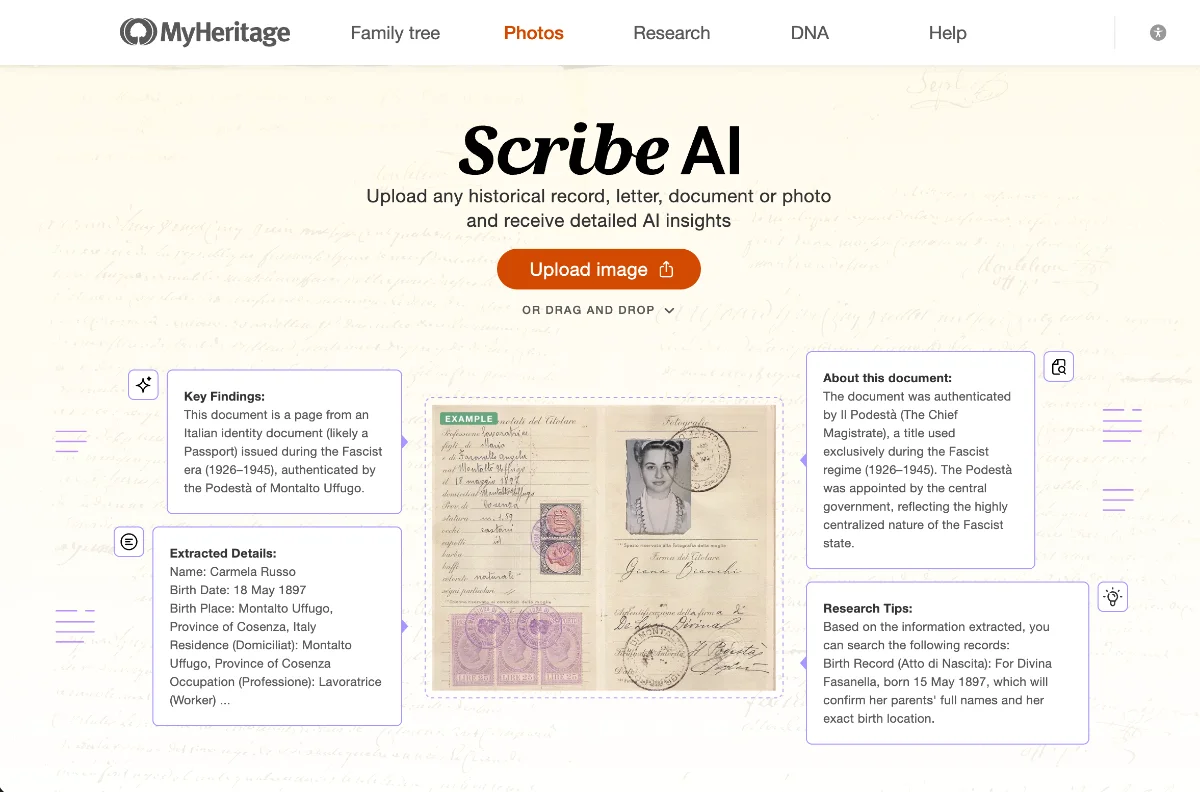 Scribe AI transcription interface